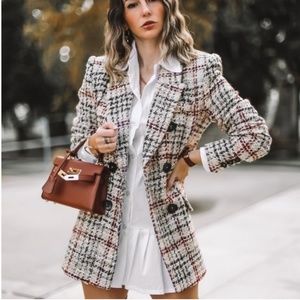 Zara Textured Plaid Blazer